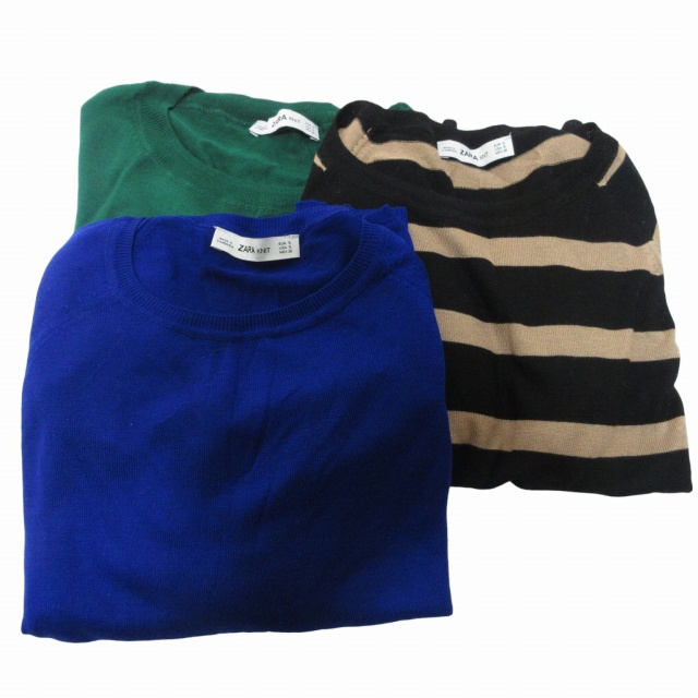 ザラ ZARA ニット セーター おまとめ3点セット ボーダー 長袖 黒 