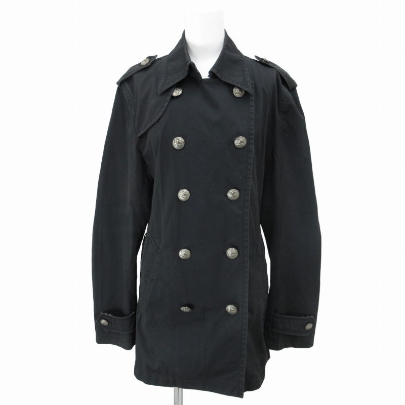 バーバリー チェック裏地 トレンチコート ブラック BURBERRY BLUE LABEL 極美品△BURBERRY バーバリーブルー