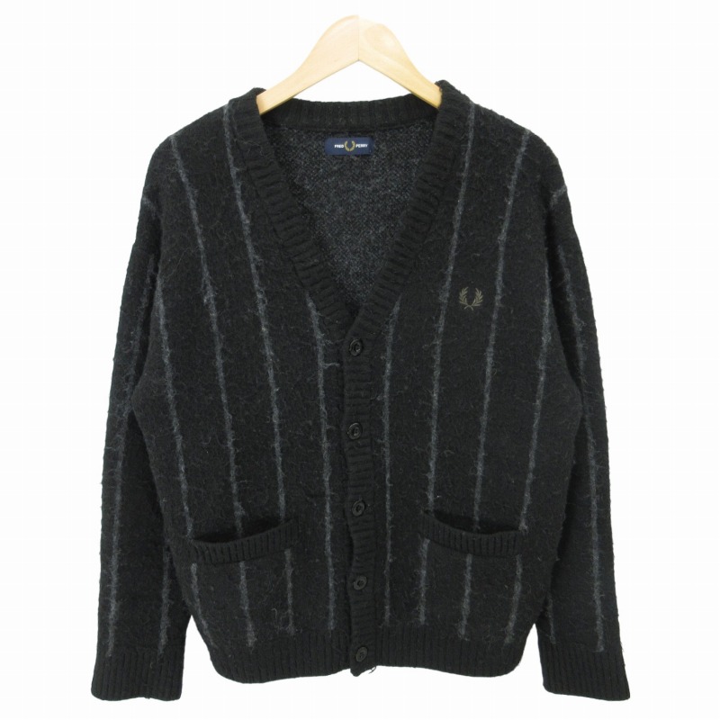 フレッドペリー FRED PERRY カーディガン ニット ストライプ ロゴ刺繍 