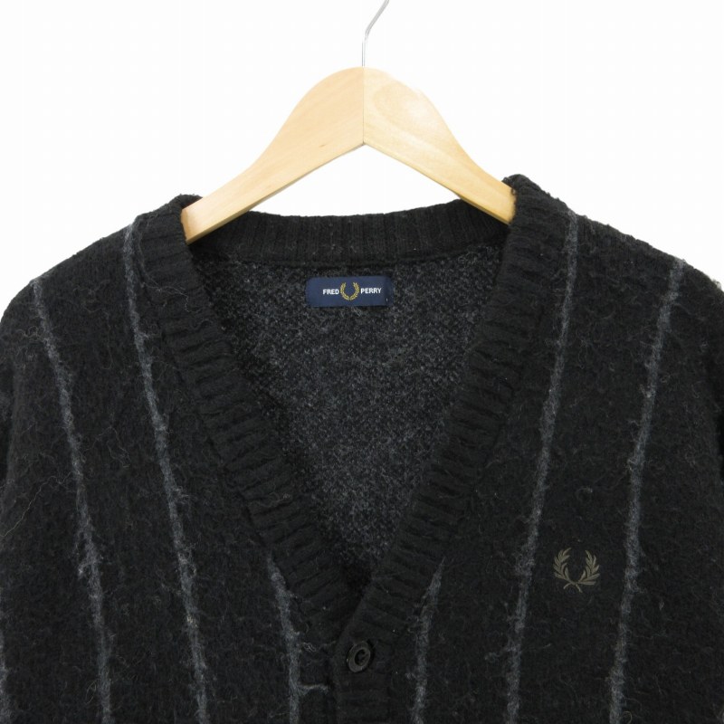 フレッドペリー FRED PERRY カーディガン ニット ストライプ ロゴ刺繍 