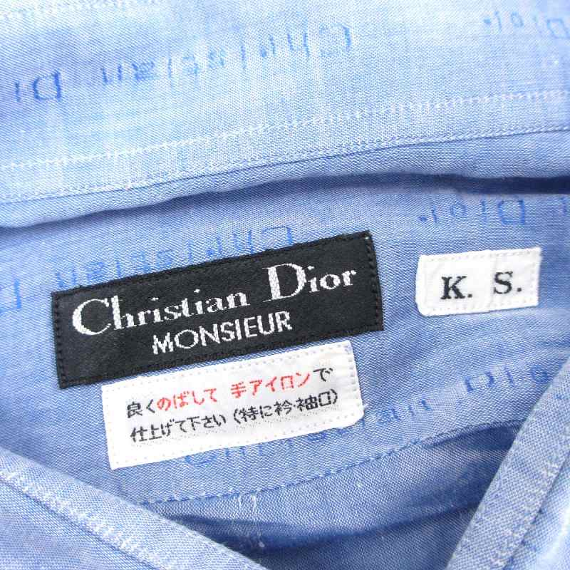 クリスチャン ディオール / コットン長袖シャツ ロゴ刺繍 フランス製 37 青 クリスチャン ディオール / コットン長袖シャツ ロゴ刺繍 フランス製 37 青