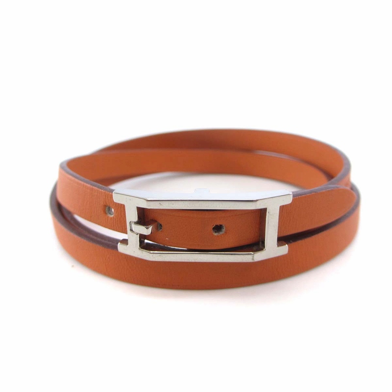 エルメス HERMES アピ3 3連 J刻印 ブレスレット チョーカー レザー 