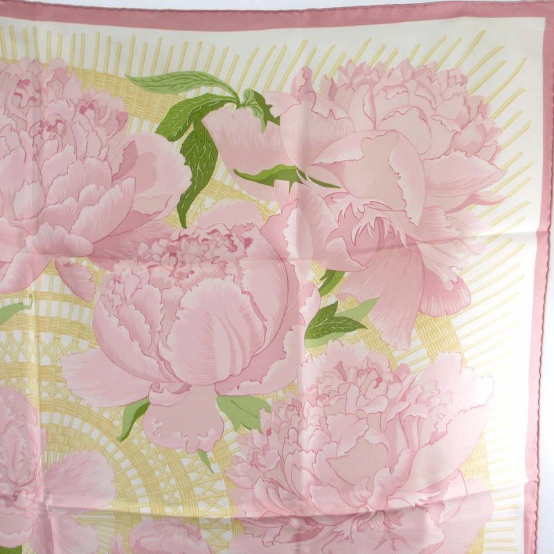エルメス HERMES カレ90 Les Pivoines スカーフ シルク100％ 花柄 総柄