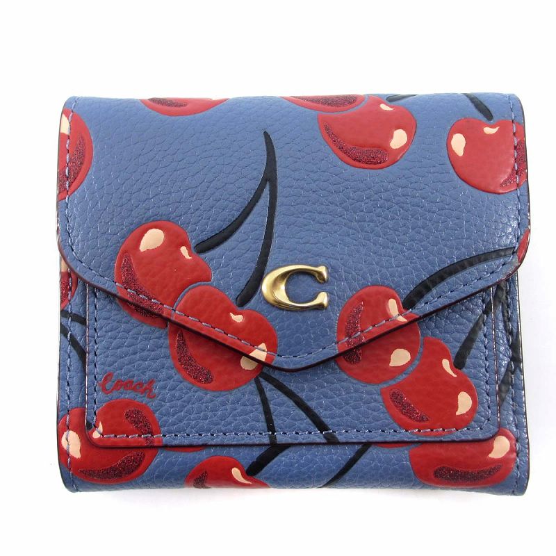 新作　新品　COACH　折り財布　チェリープリント　レディース COACH コーチ COACH財布 折り財布 新作 新品 シグネチャー