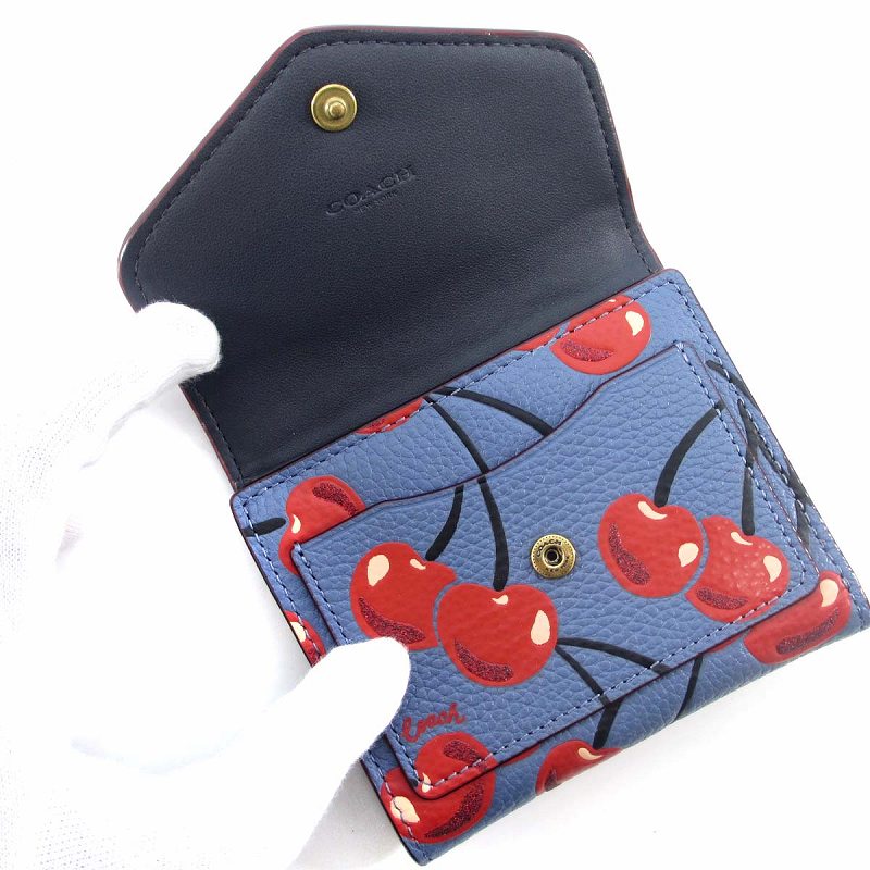 コーチ　ウィン　ソフト　ウォレット　ウィズ　チェリープリント　かぶせ長財布　希少 COACH コーチ 長財布 ☆COACH☆ ウィン ソフト ウォレット