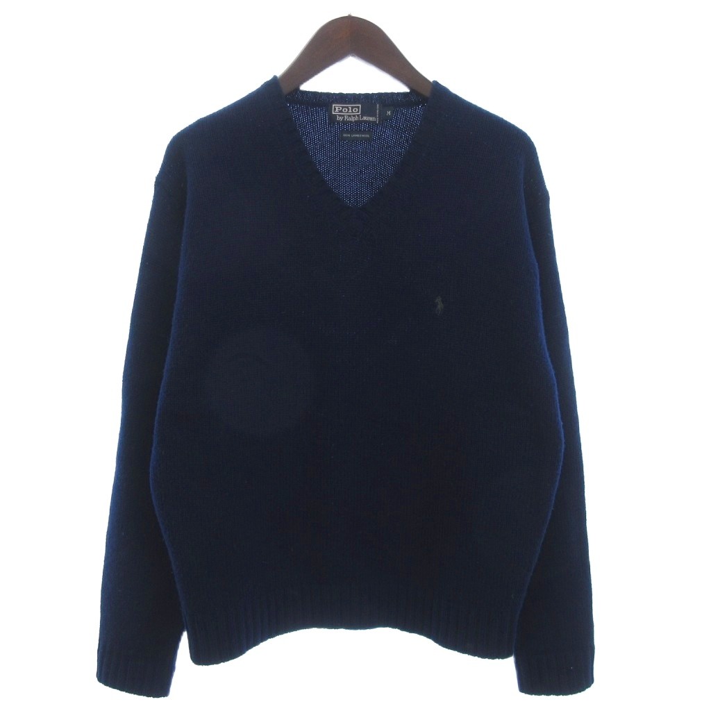 ポロラルフローレン　ウールセーター M ネイビー 極美品ポロ ラルフローレン ロゴ ケーブル ニット セーター ネイビー