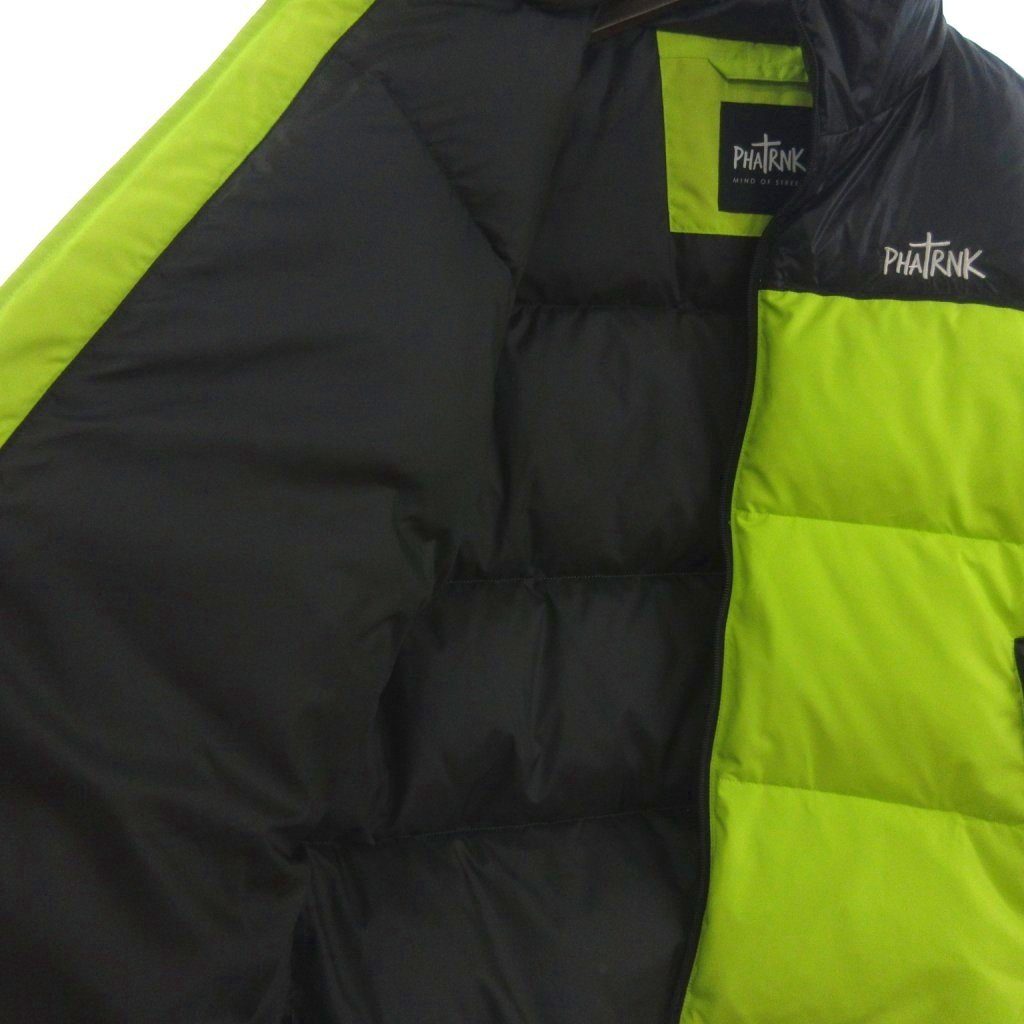 ファットランク PHATRNK ロゴ 2way ダウンジャケット 蛍光グリーン 