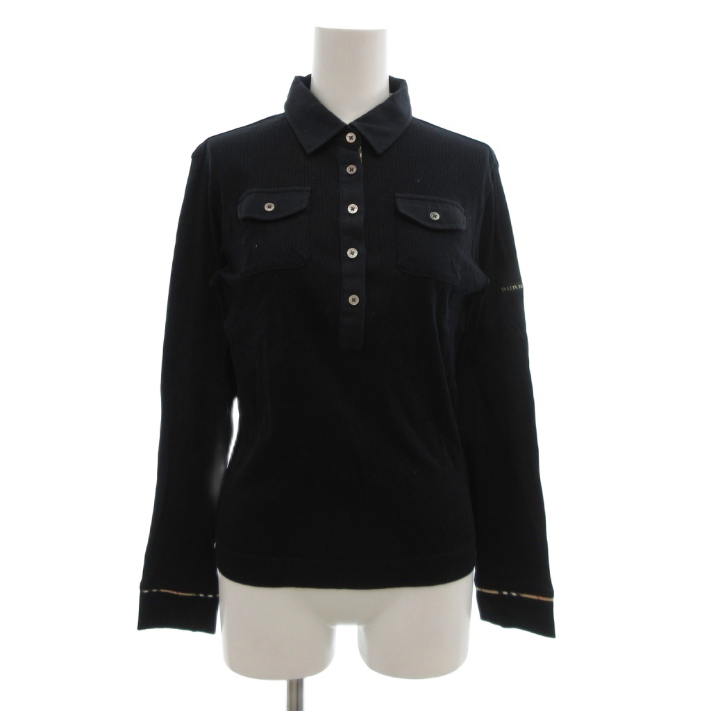BURBERRY GOLF　ブラック 長袖ポロシャツ LL バーバリーゴルフ ブラックポロシャツM バーバリーゴルフ BURBERRY