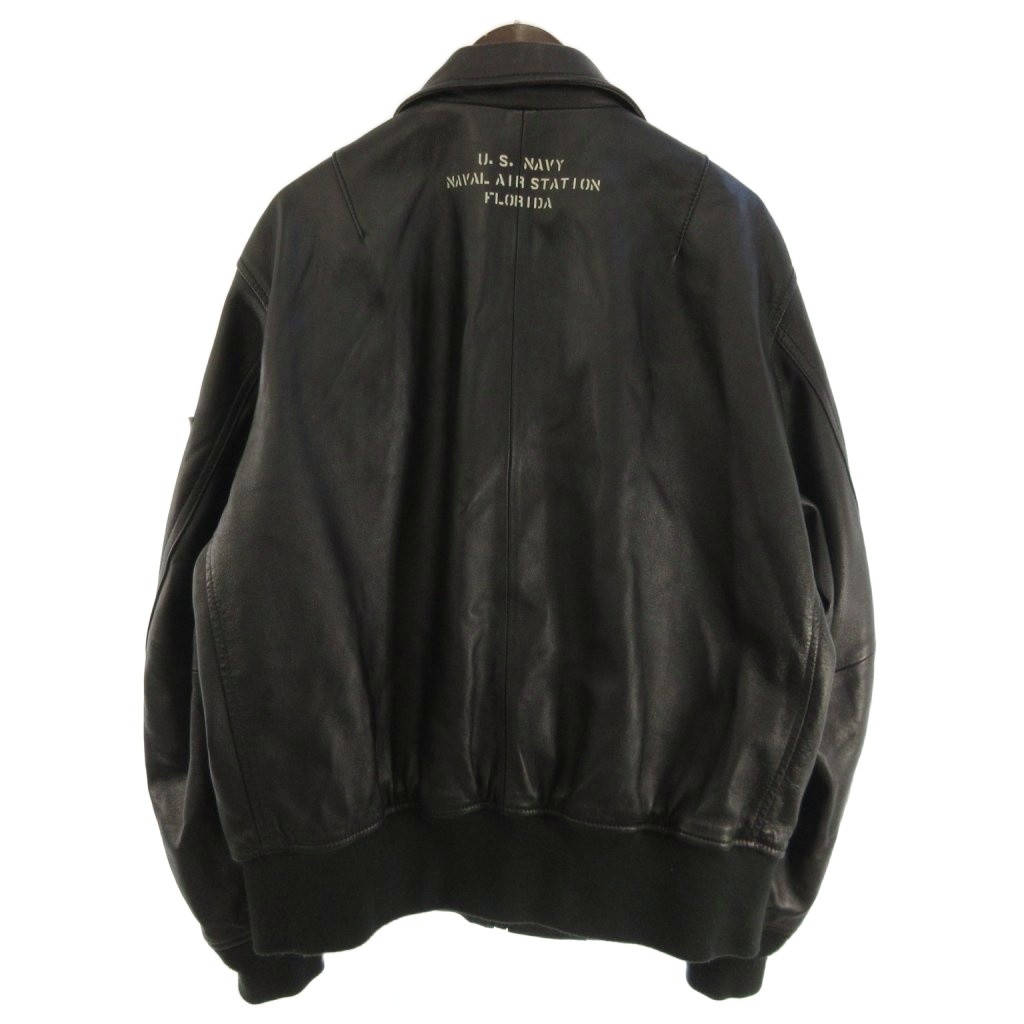 アヴィレックス AVIREX 783-4150003 フライトジャケット シープスキン レザー ワッペン 黒 M メンズ