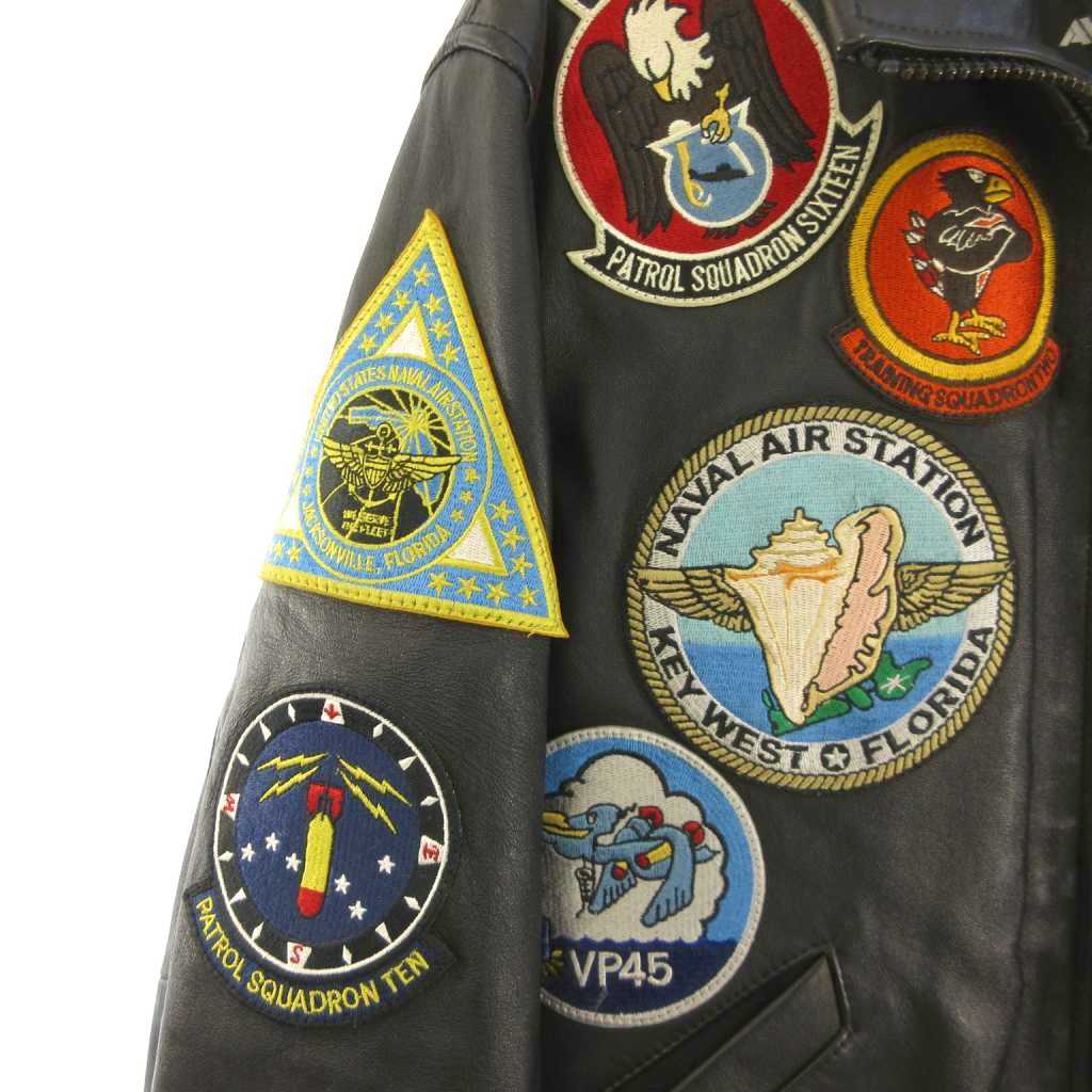 アヴィレックス AVIREX 783-4150003 フライトジャケット シープスキン レザー ワッペン 黒 M メンズ