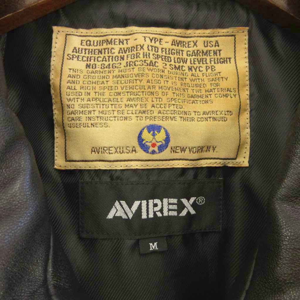 アヴィレックス AVIREX 783-4150003 フライトジャケット シープスキン レザー ワッペン 黒 M メンズ