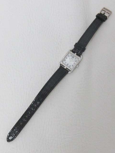 エルメス Hermes ケープコッド Cc1 192 腕時計 革ベルト ダイヤモンドベゼル 750 K18wg ホワイトゴールド 黒 0328 レディース 023 ベクトルパーク