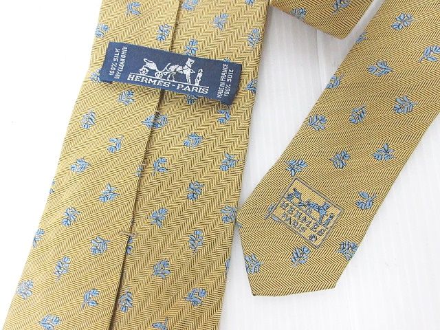 HERMES シルク100% ヘリンボーンネクタイ HILARIO