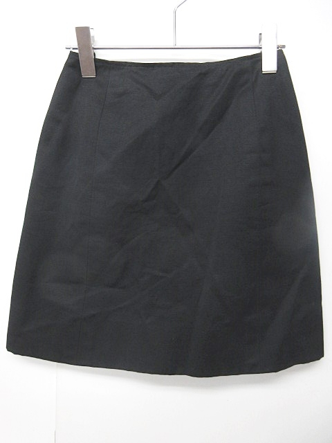 シャネル CHANEL 台形スカート 膝丈 コットン シルク裏地 黒 36 0826  