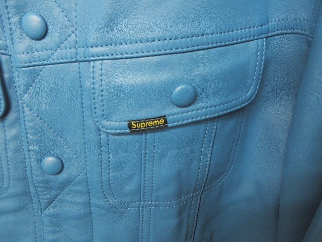 SUPREME 18FW leather trucker jacket ブルー シュプリーム SUPREME 18FW leather trucker jacket トラッカー