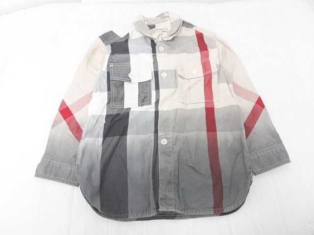 バーバリー BURBERRY キッズ シャツ 長袖 ノバチェック 灰色 ベージュ 