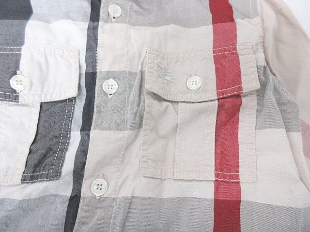バーバリー BURBERRY キッズ シャツ 長袖 ノバチェック 灰色 ベージュ 