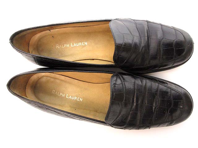 ラルフローレン RALPH LAUREN クロコ型押し レザー ローファー 