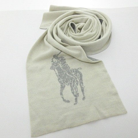 ポロ ラルフローレン Polo Ralph Lauren マフラー ウール ロゴ ポニー 白 グレー 灰 0518 メンズ レディース ユニセックス 023 ベクトルパーク
