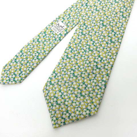 エルメス Hermes ネクタイ シルク レギュラータイ サッカーボール柄 緑 グリーン 黄 イエロー 0522 Ibs22 メンズ 023 ベクトルパーク