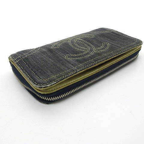 シャネル CHANEL A31990 スパークリング デニム ココマーク 長財布  