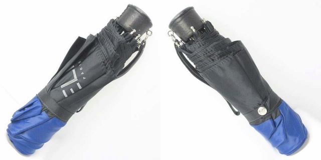 セリーヌ CELINE 折りたたみ傘 日傘 バイカラー ロゴ 青 黒 系