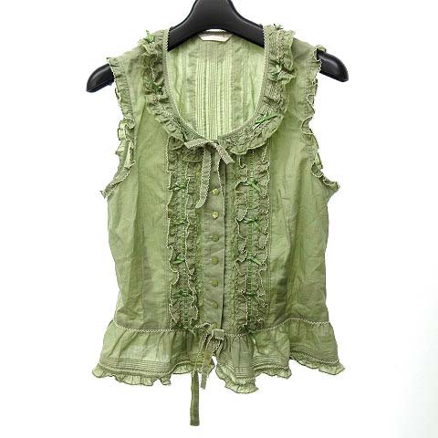 ピンクハウス Pink House ノースリーブ シャツ ブラウス フリル レース 緑 グリーン メルローズ 0722 Nst レディース 023 ベクトルパーク