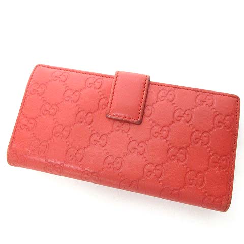 人気 グッチ 長財布 GGシマ レザー レッド GG柄 インターロッキング