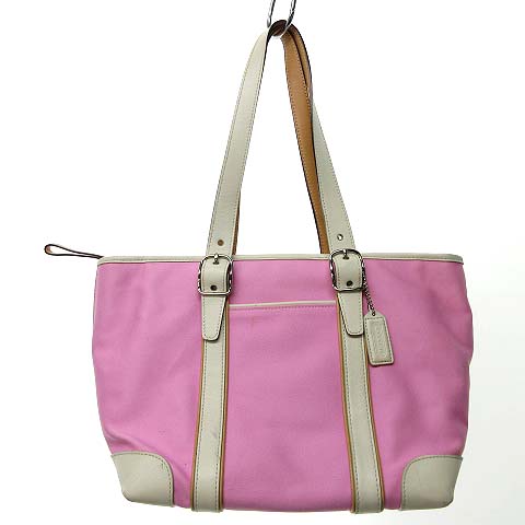 コーチ COACH 7740 キャンバス×レザー トート ハンド バッグ 肩掛け 
