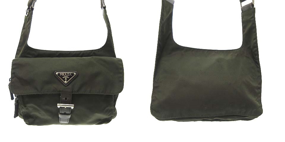 プラダ PRADA ナイロン ショルダー バッグ 斜め掛け 緑 グリーン系 