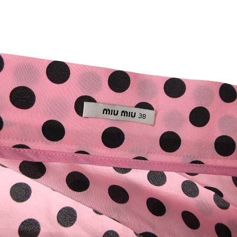 ミュウミュウ miumiu 国内正規品 シルク ミニ スカート フレア ドット 