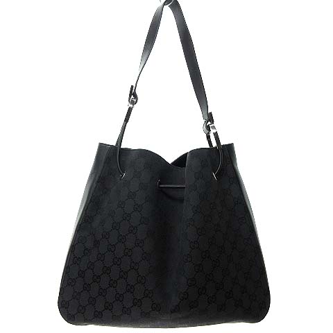 グッチ GUCCI GGキャンバス×レザー 布製 巾着 ショルダー ハンド 