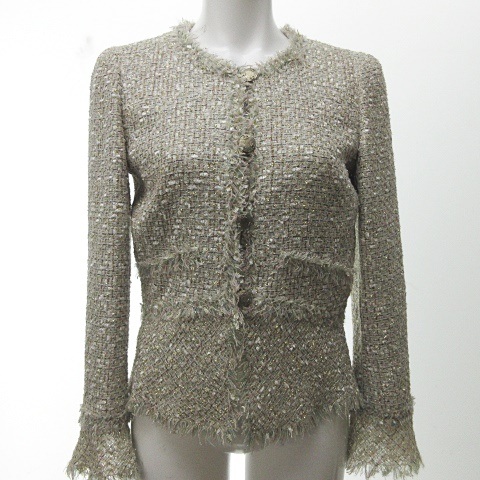 CHANEL シャネル ノーカラージャケット 36 正規品ツイードココマーク