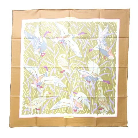 未使用品 エルメス HERMES カレ90 COLS VERTS マガモ 大判スカーフ  