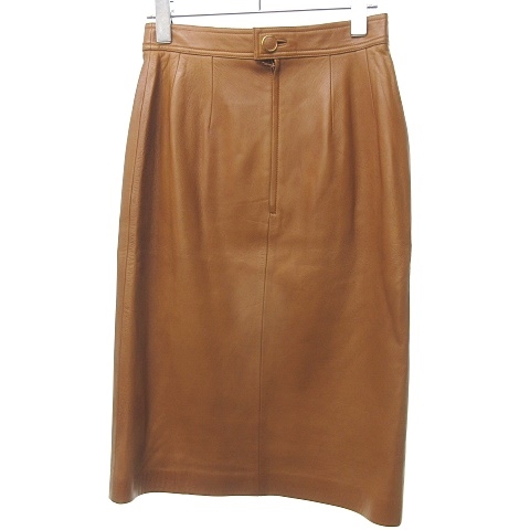 ロエベ LOEWE ナッパレザー タイトスカート 本革 膝丈 キャメル 茶 40  