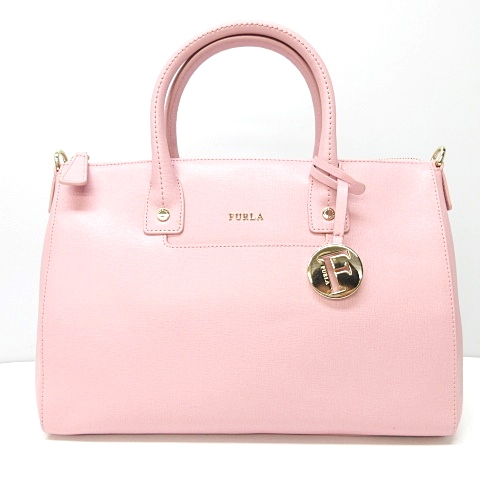 フルラ FURLA 美品 リンダ ハンドバッグ ショルダーバッグ 2WAY ロゴ 