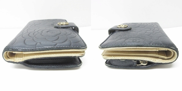 シャネル CHANEL カメリア 二つ折り財布 ウォレット ココマーク レザー