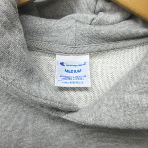 Champion ライトグレー トレーナー M AUTHENTIC Champion - チャンピオン ロゴ刺繍 長袖 スウェットパーカー M ライト