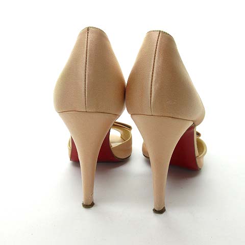 クリスチャンルブタン オープントゥパンプス ベージュ 24 Christian