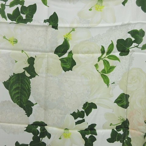 シャネル CHANEL シルク スカーフ 花柄 カメリア 椿 紫陽花 百合 白  