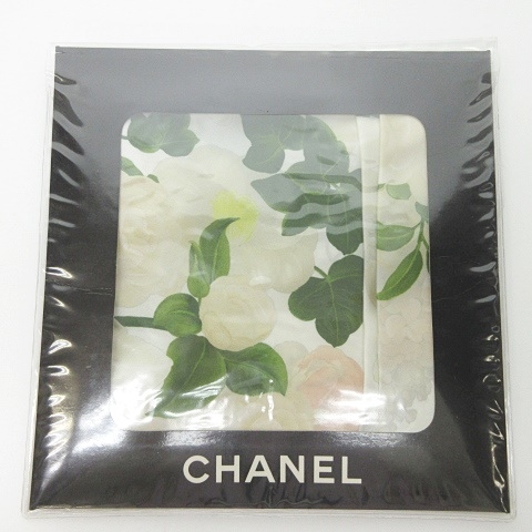 シャネル CHANEL シルク スカーフ 花柄 カメリア 椿 紫陽花 百合 白  