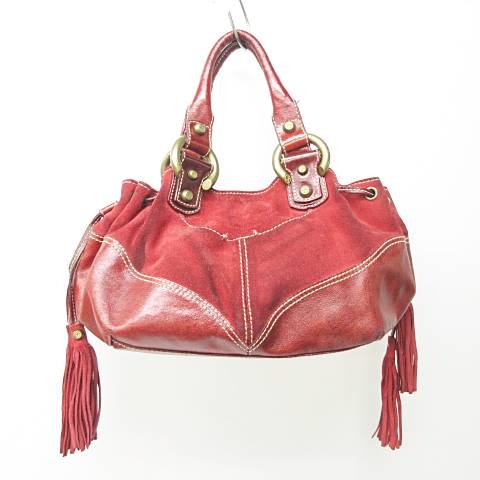 フランチェスコビアジア Francesco Biasia ハンドバッグ タッセル 装飾 スエード 切替 レザー 赤 Nvw 0723 レディース 023 ベクトルパーク
