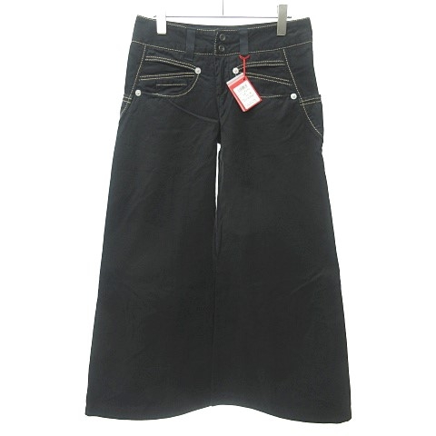 未使用品 マリテフランソワジルボー Marithe Francois Girbaud ワイドパンツ コットンパンツ シンチバック 黒 ブラック M Nst 0813 レディース 023 ベクトルパーク