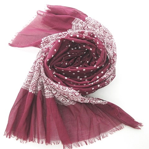 ヒューゴボス Hugo Boss ストール マフラー ペイズリー ドット コットン ボルドー 臙脂 1023 レディース 023 ベクトルパーク