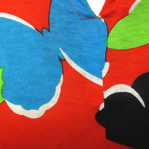 未使用品 イヴサンローラン Yves Saint Laurent 90s ヴィンテージ 蝶 バタフライ プリント ワンピース キーネック 半袖 赤 レッド M 0912 Ibs74 レディース 023 ベクトルパーク