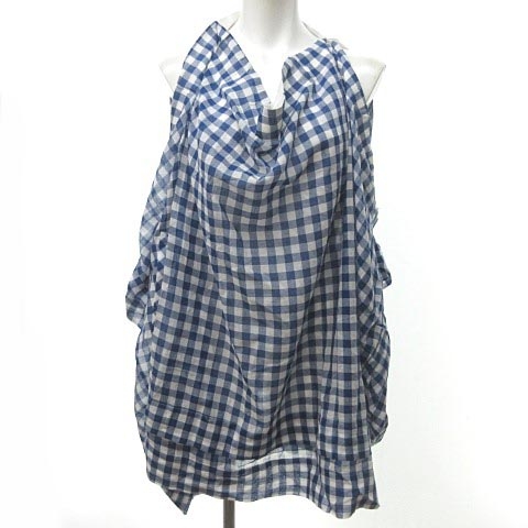 ベルンハルトウィルヘルム Bernhard Willhelm チュニックワンピース ノースリーブ ミニ丈 チェック ゆったり 変形 デザイン 青 白 S 0909 Nst レディース 023 ベクトルパーク