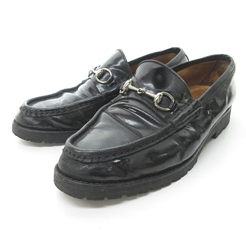 グッチ GUCCI ホースビットローファー エナメル ブラック 黒 36.5C 