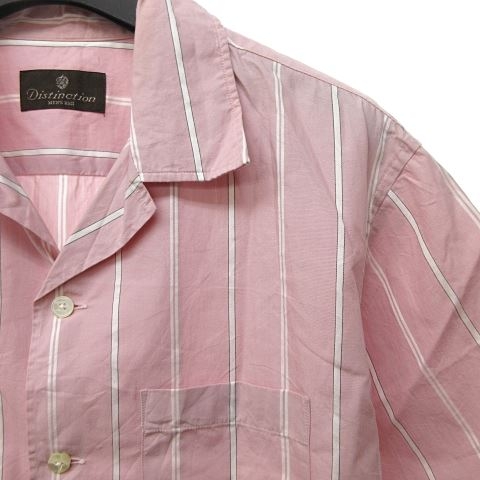 メンズビギ Men S Bigi ディスティンクション Distinction 開襟シャツ 半袖 ストライプ ピンク 白 M 1008 メンズ 023 ベクトルパーク