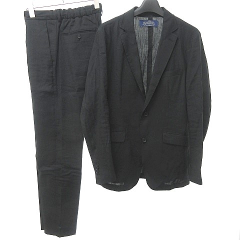 ナノユニバース Nano Universe Damerino Carreman セットアップ スーツ 麻 リネン 2b 黒 M 1121 メンズ 023 ベクトルパーク