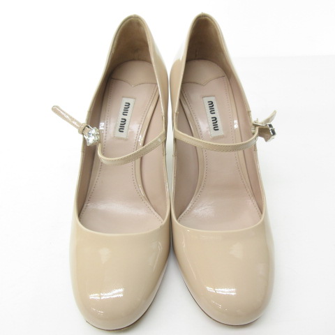 ミュウミュウ miumiu パンプス シューズ ストラップベルト エナメル 